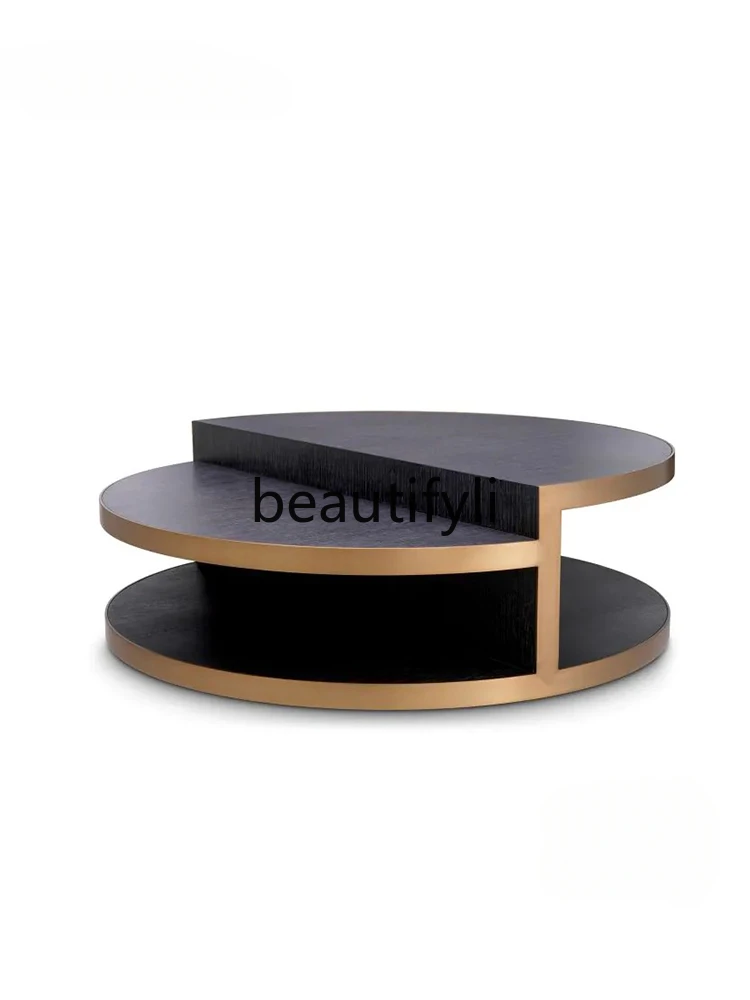 Italian light luxury round coffee table living room home creative personality multi-layer art table