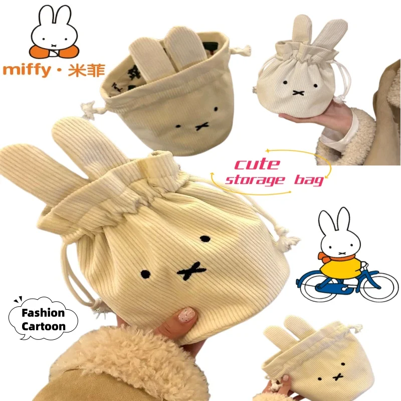 

Miffy Corduroy Drawstring Bag Cute, Fashionable, Personalized, Creative, Large Capacity Storage Bag Birthday Gift for Friends