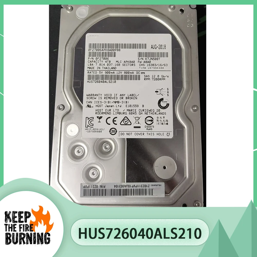 For HUAWEI 02311PVP HUS726040ALS210 7.2k 12Gb 4TB SAS Server Hard Drive 3.5''