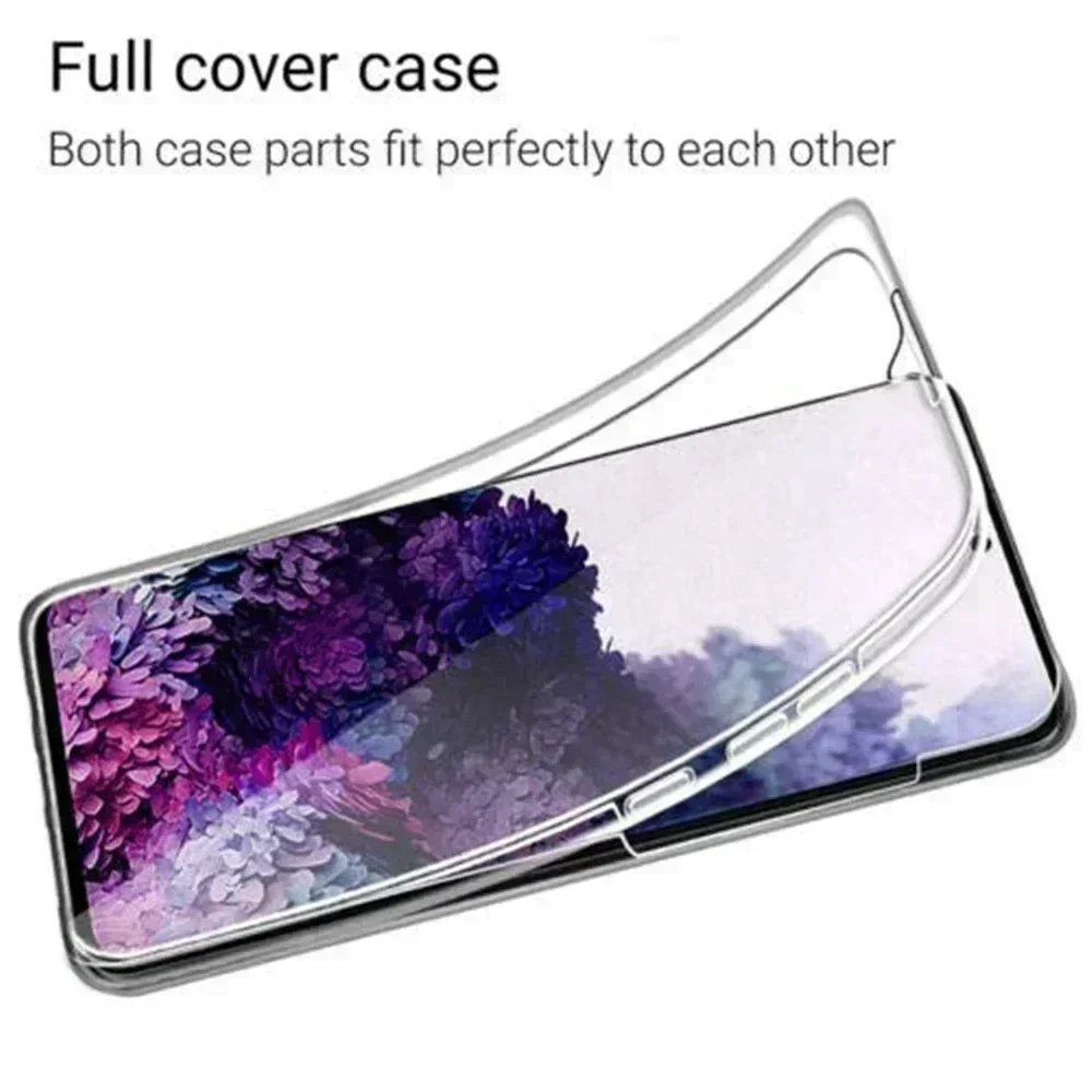 360 capa totalmente transparente para samsung galaxy s22 s21 s23 s20 fe s10 s9 s8 plus s7edge note 20 10 9 ultra dupla face traseira capa de telefone