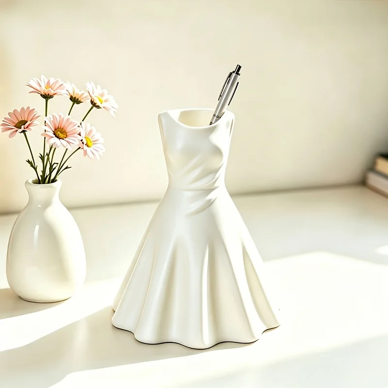 Creative Skirt Pencil Holder Light Luxury Skirt Taper Organizer 3D Printed Desktop Ornament Desk Stationery Storage Pen Holder