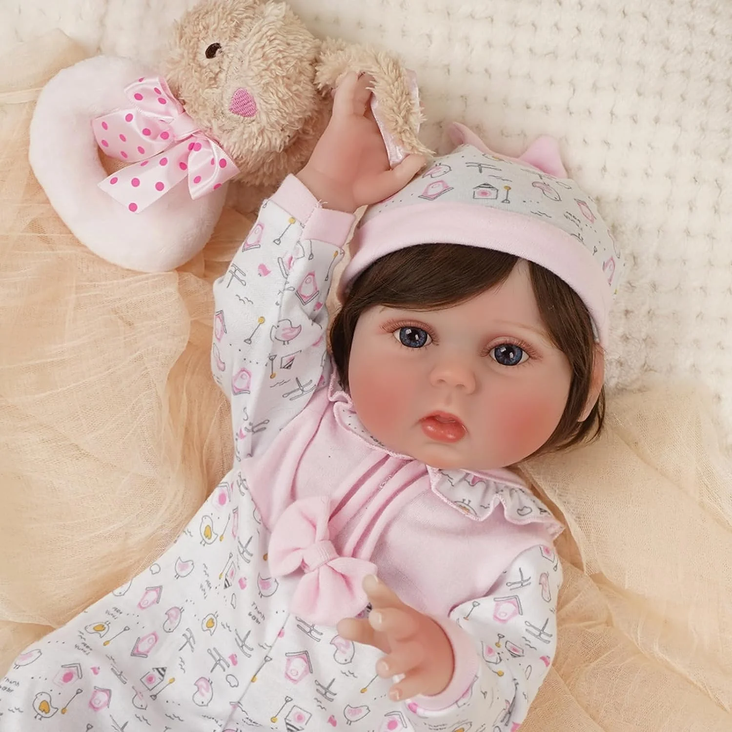 17-Zoll-Reborn-Baby, realistischer Vinyl-Körper, lebendig, für Neugeborene, fertig, mit Haar bemalt, für Kinder und Mädchen, Geschenkpuppen
