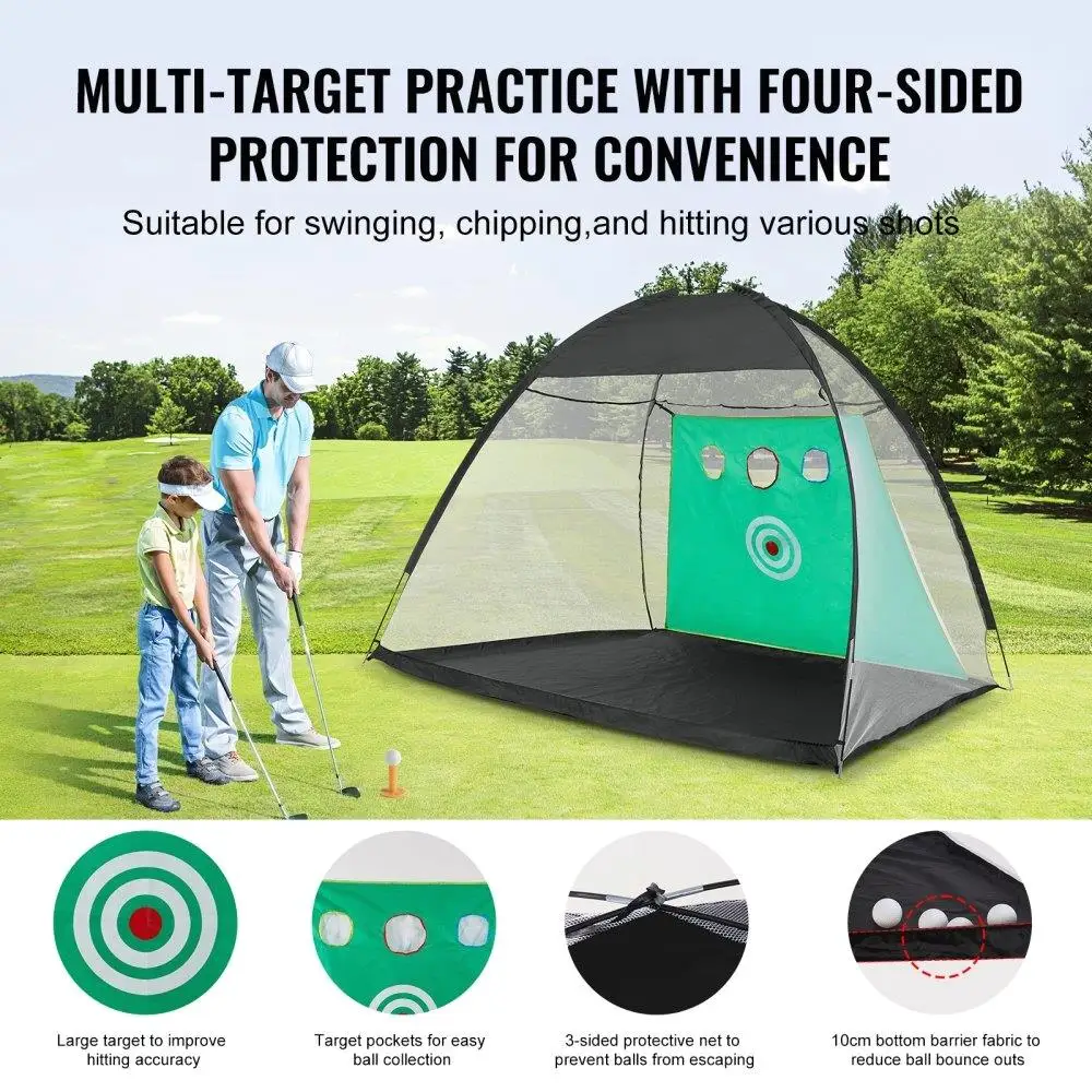 Golf Practice Net 10x7FT Hitting Aid Target Mat Carry Bag Indoor Outdoor Training
