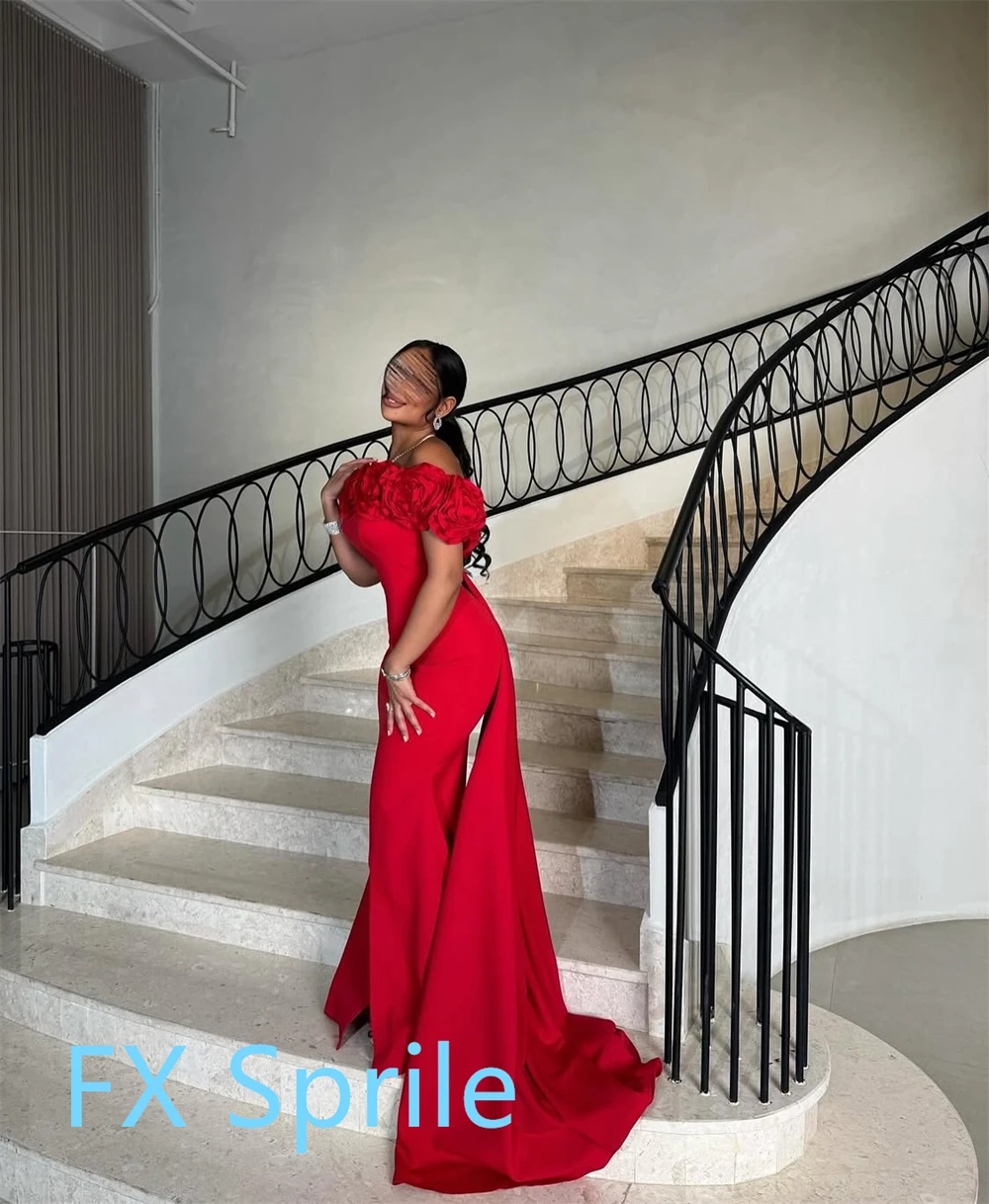 Customized Soft Jersey Evening Dress Temperament Off the Shoulder Homecoming Dresses Elegant Court Train Vestido De Festa