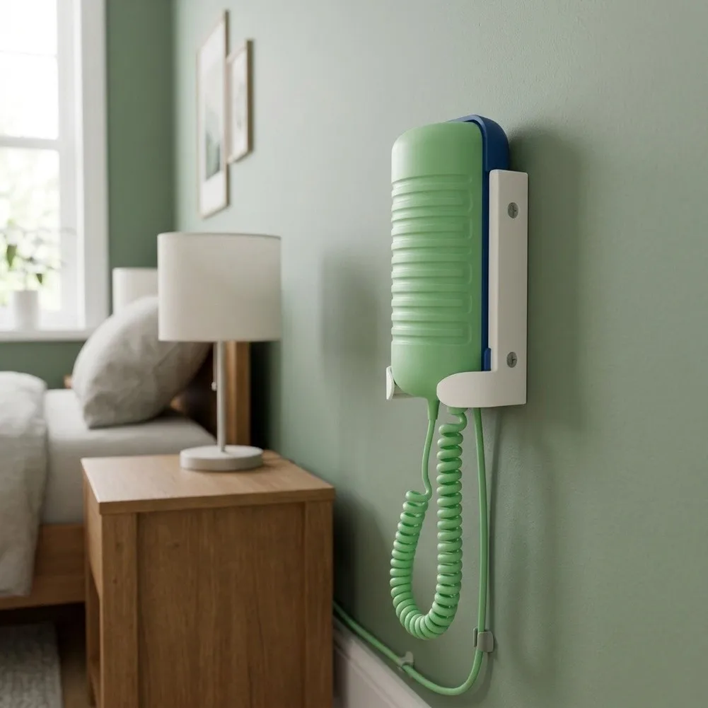 White Wall Mount Phone Storage Rack 15cm - Space Efficient Plastic Holder for Clutter Free Desk and Wall Setup