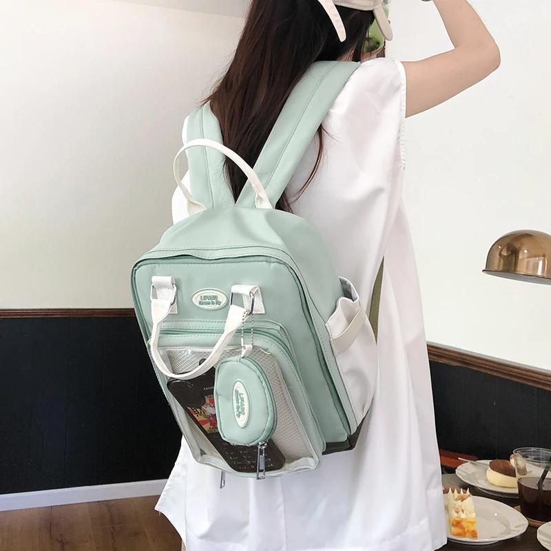 New Backpack Women Clear Transparent Itabag Girls Multipockets School Bags For Teenage Girls Women Bag Ita Bag DIY Backpacks