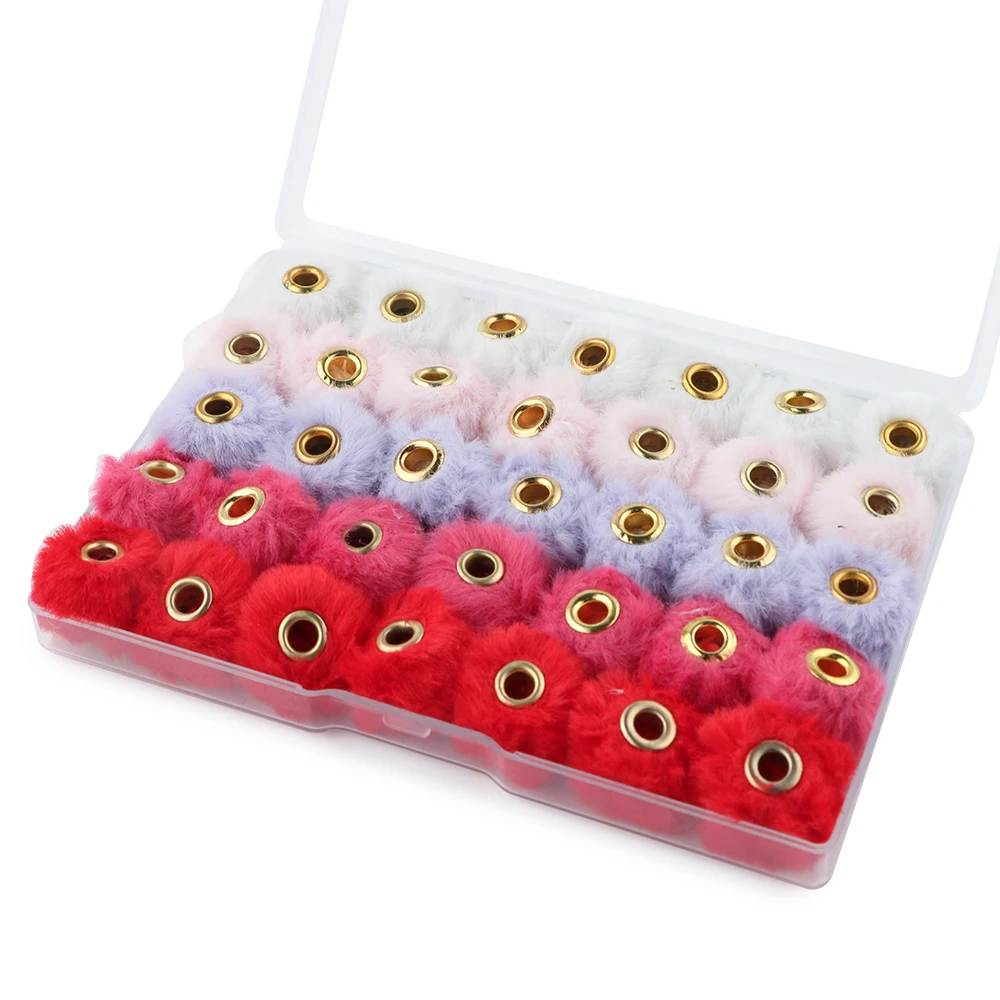 Kovict 35pcs/Box 20mm Plush Fur Covered Ball Beads Straight Hole Charms DIY Pompom Pendant Necklace Earrings For Jewelry Making