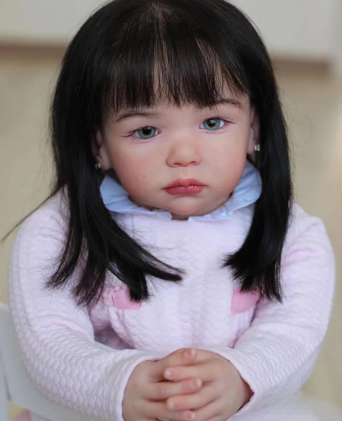 DLS Customized Limited Supply 28inch Reborn Baby Lily Huge Girl With Hand-Rooted Black Long Hair Already Finished Doll