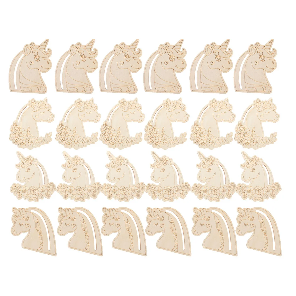 

24Pcs Unicorn Wooden Cutouts Unfinished Blank Slices for DIY Painting Craft Party Decorative Supplies Wood Crafting Materials