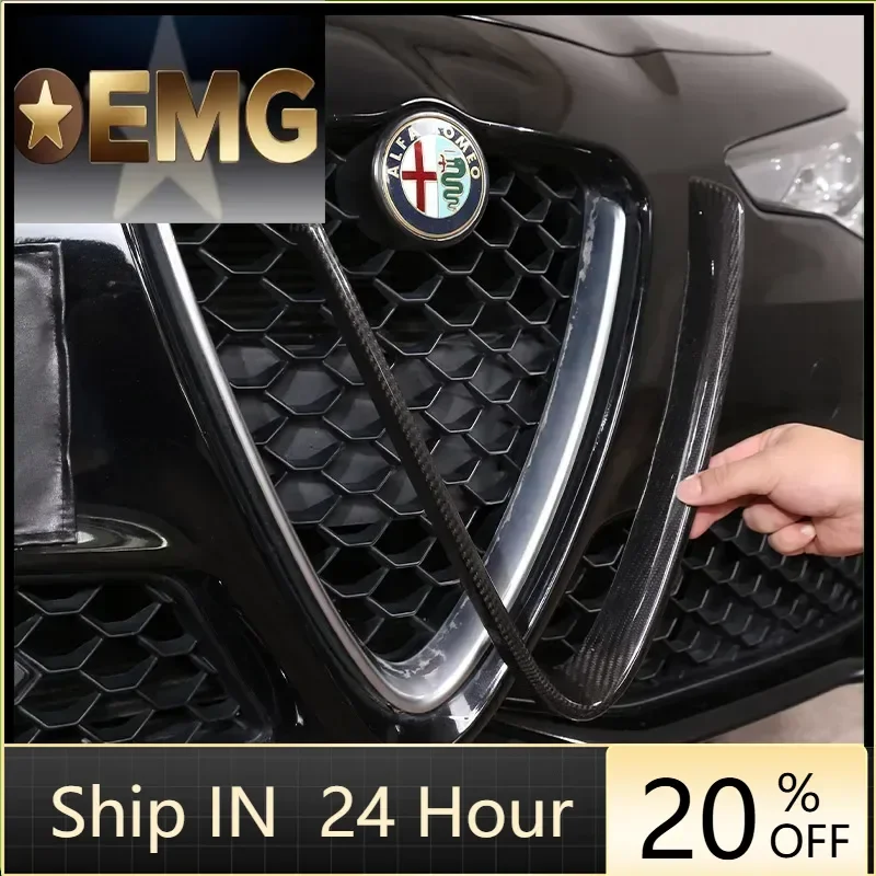 

Real Carbon Fiber For Alfa Romeo Giulia Stelvio 2017 2018 2019 2020 Car Front Grill Decoration Frame Car Accessories