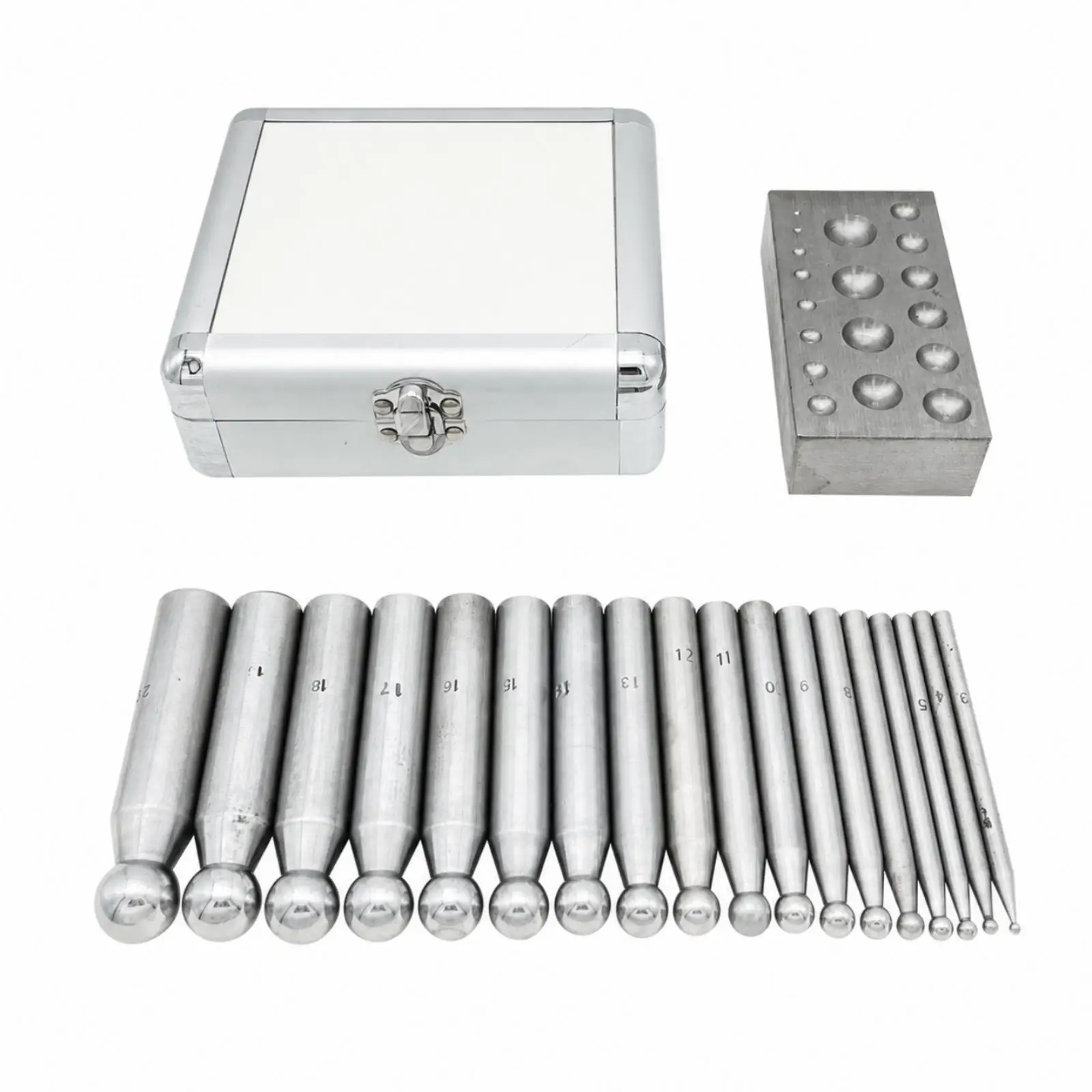18 Pieces Dapping Punch Set with Anvil Block Varied Dapping Punches for Crafters