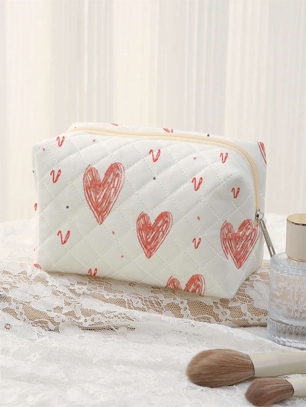 1 Juego de bolsa de maquillaje portátil, diseño de gran capacidad, fácil acomodar sus cosméticos, liviana y portátil para guardar cosméticos