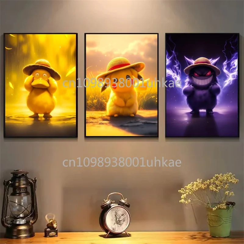 

Anime Pokemon Canvas Painting Psyduck Squirtle Bulbasaur HD Poster Colorful Art Canvas Painting Room Decoration Friends Gifts