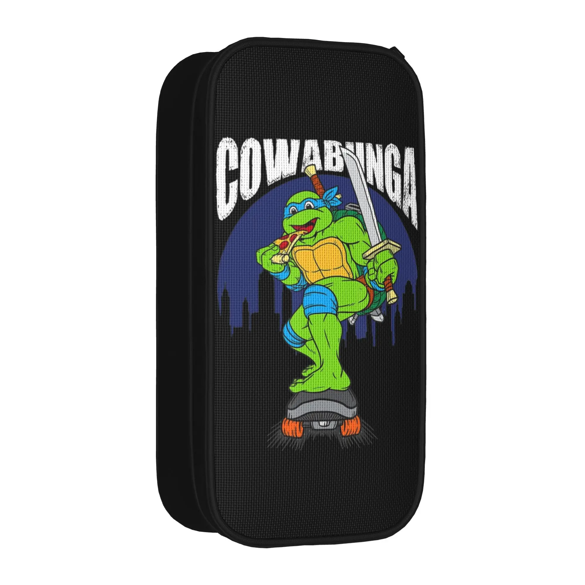 Fashion Vintage TMNT T-Turtles Eating Pizza Pencil Case Pencil Box Pen Holder Large Storage Bags Students Stationery