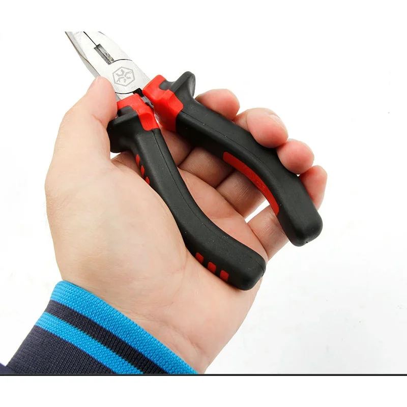 

6-дюймовые плоскогубцы с длинным носом, плоскогубцы с игольчатыми носами, пресс-инструмент, многофункциональный ручной инструмент с двойной цветной ручкой, 1 шт.