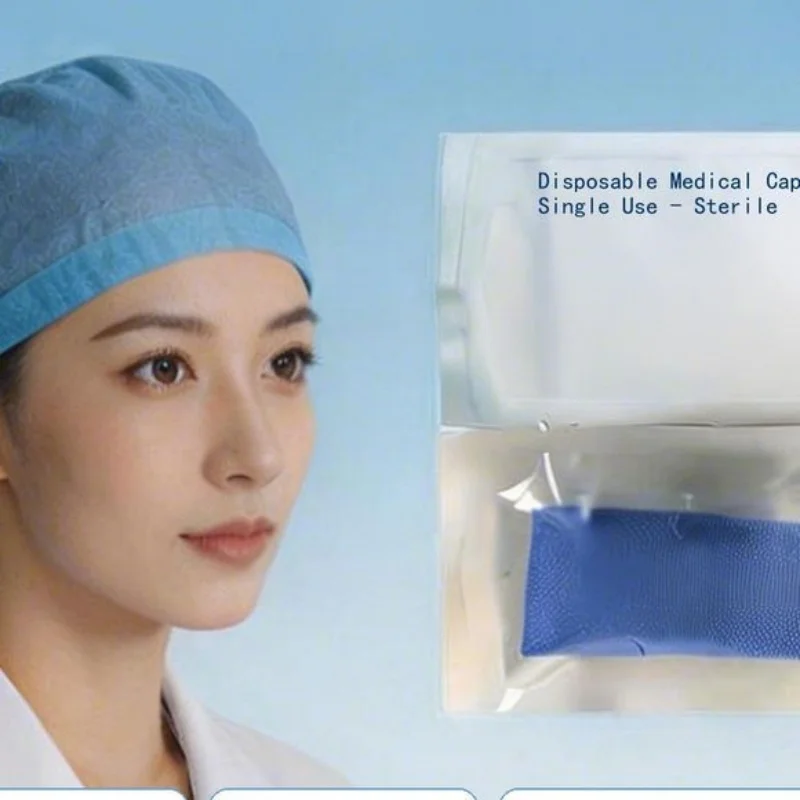 50 Pcs Disposable Sterile Mob Cap Non-Woven Individual Packaging Dust Proof Cap For Medical Clinic Food Salon