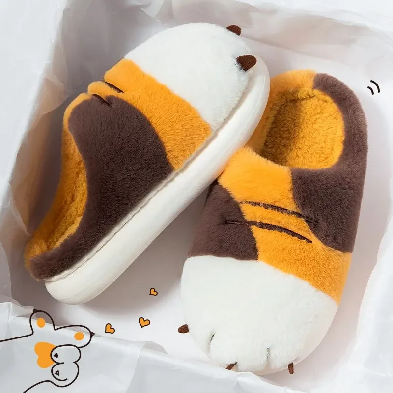 

Feslishoet Cats Claw Sliders Home Cotton Slippers Women Indoor Cute Thick Soled Memory Foam Tiger Claw Shoes Winter Plush