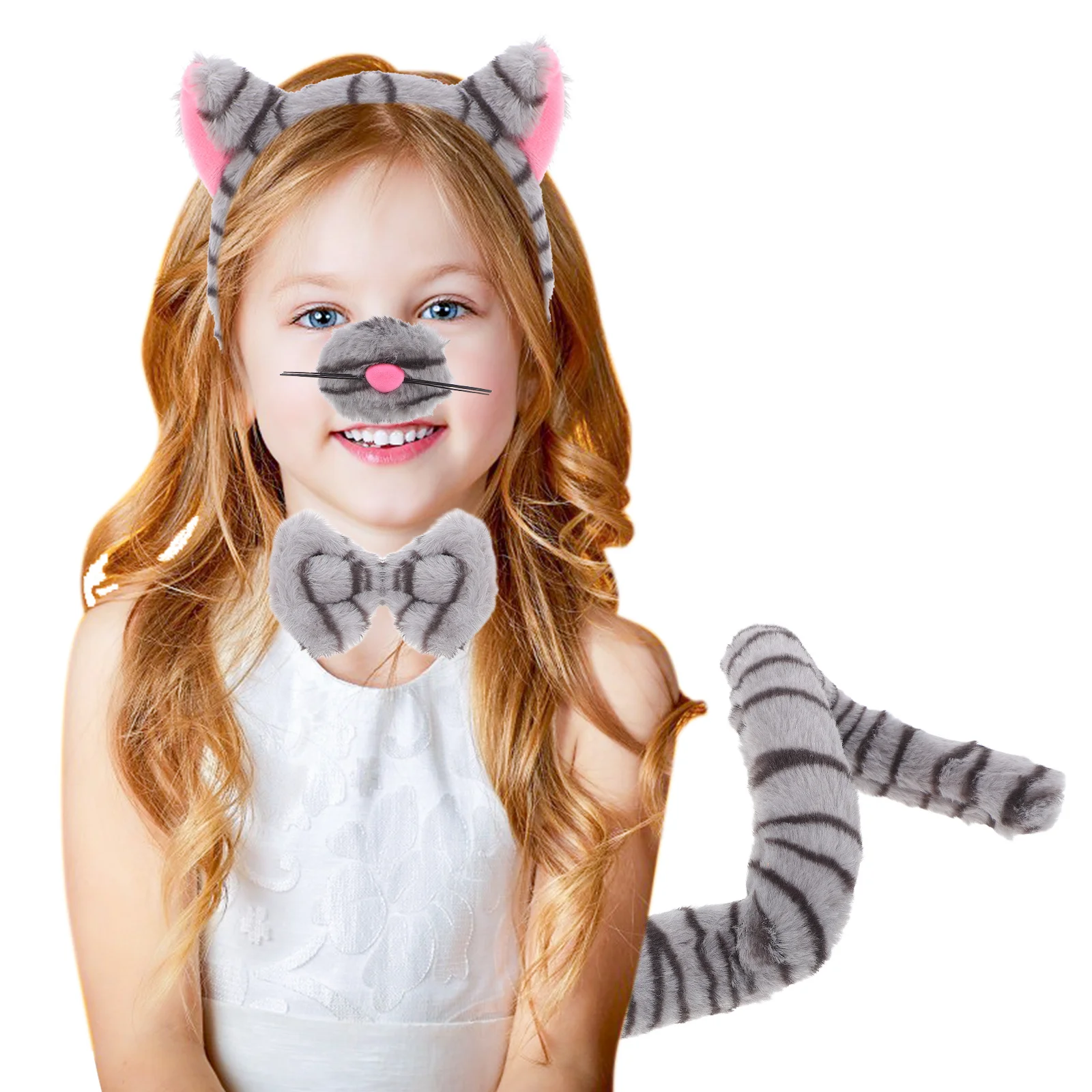 1Set Katze Druck Tier Stirnband Kinder Kostüm Halloween Party Karneval Ohren Stirnband Cosplay Katze Ohren Kopfbedeckungen Set