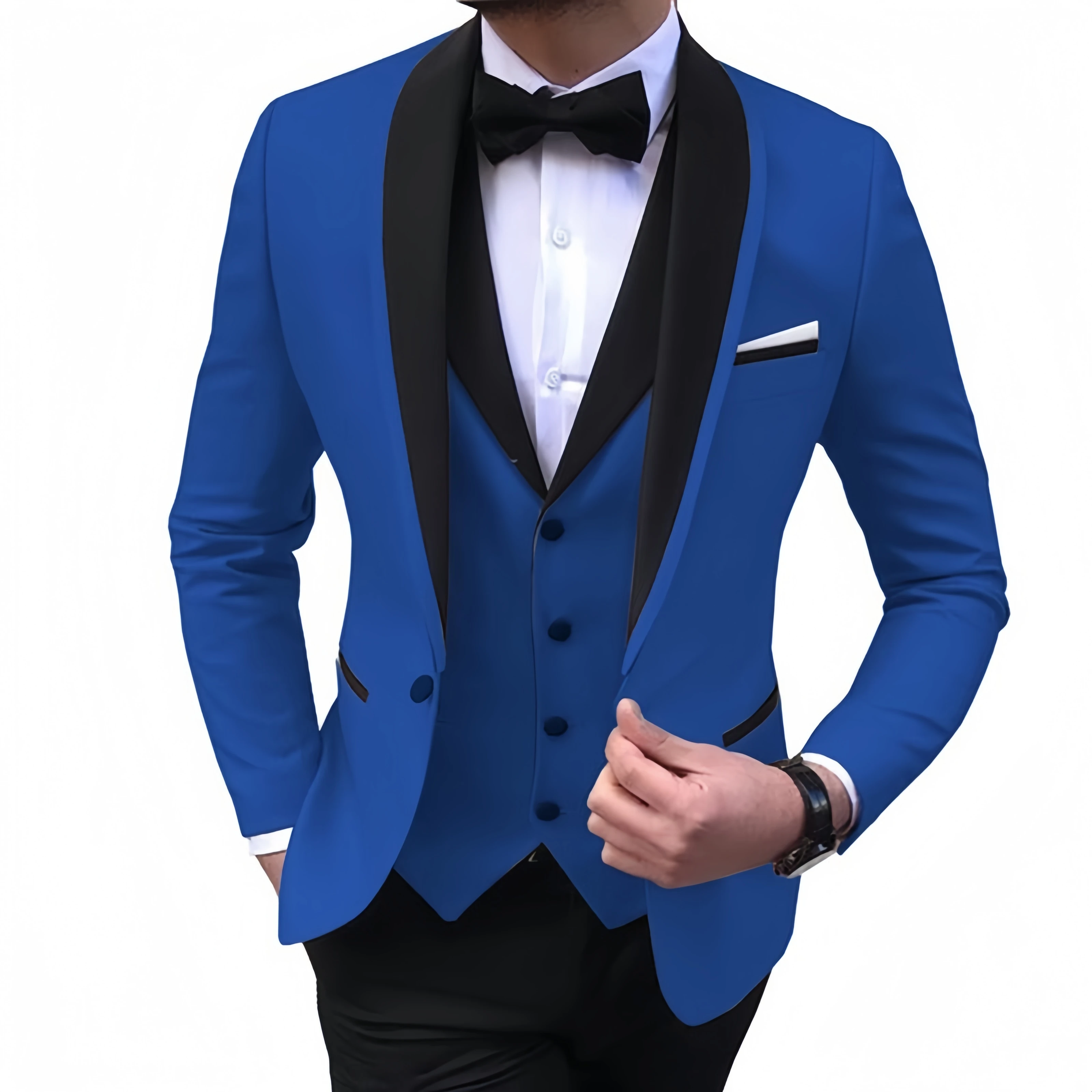 Suit for Men 3 Piece(Blazer+Vest+Pant+Free tie)Slim-fit Business Groomsman Suit Groom's Wedding Dress Men's Suit Plus Size Suit