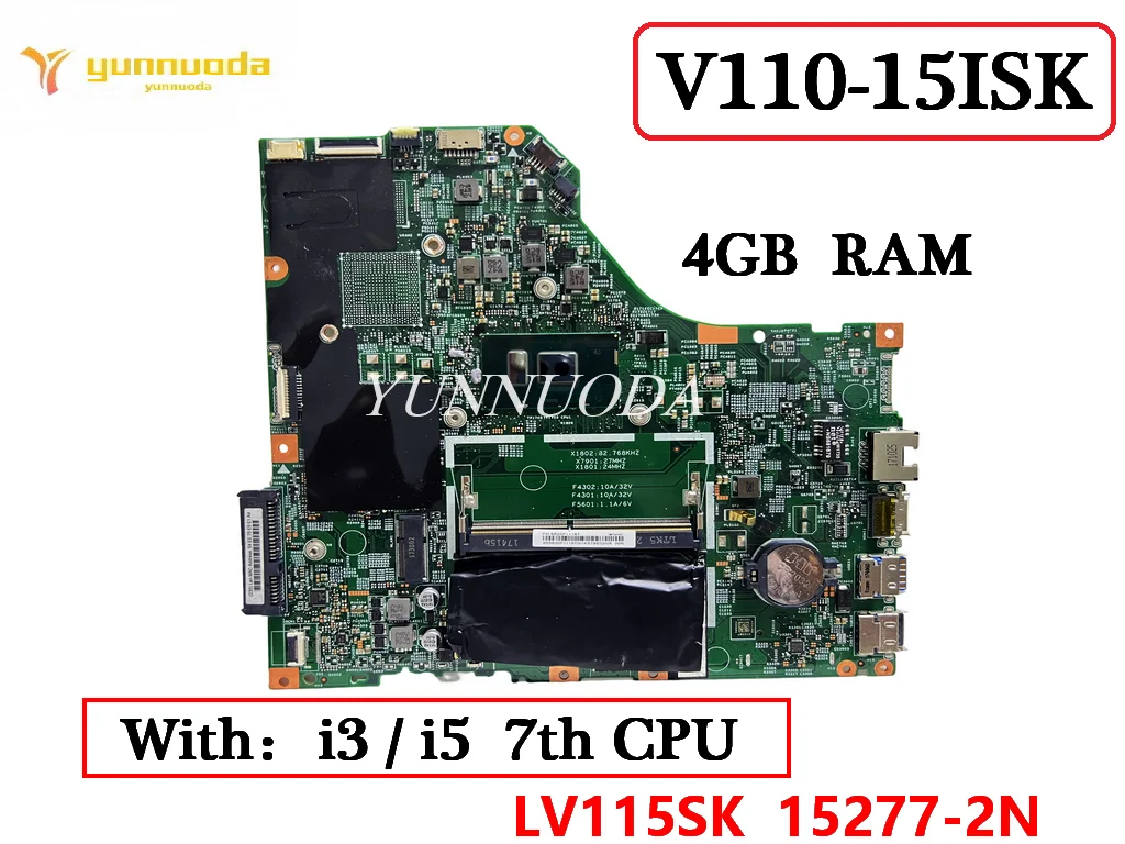 LV115SK 15277-2N For lenovo V110-15ISK Laptop Motherboard with  i3 i5 CPU 4G RAM 448.08B01.002N100% Tested