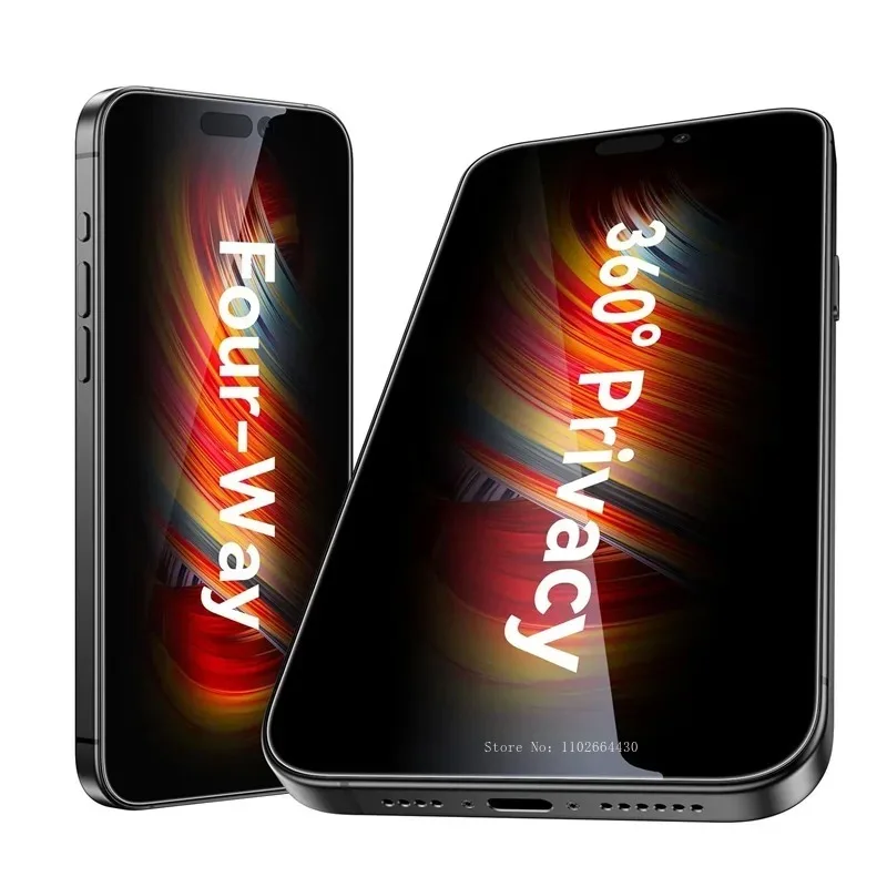 2PCS 360° Privacy Tempered Glass for iPhone 16 15 14 13 12 11 PRO MAx Anti-Spy Screen Protectors for iPhone X XR XS Max Glass