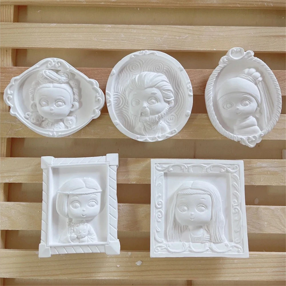 Portrait Ornament Gypsum Plaster Molds Figure Image Relief Aroma Silicone Mould Refrigerator Magnet Sticker Making Resin Mold