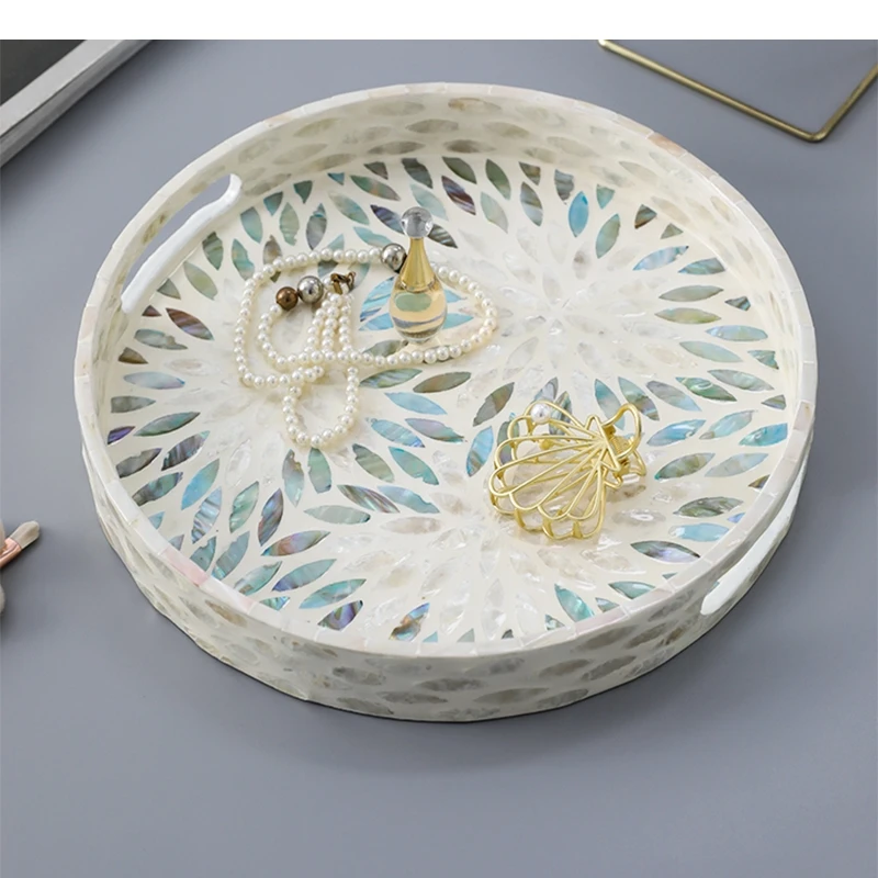 Wooden Storage Tray Home Living Room Tea with Natural Decoration Cosmetics Skin Care Products Jewelry Box