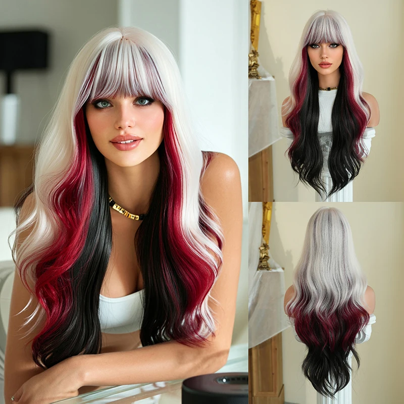 30inch Long Wavy Wig for Women Natural Look Layered Fiber Synthetic Hair Fashionable Daily WearAnd Street Photography