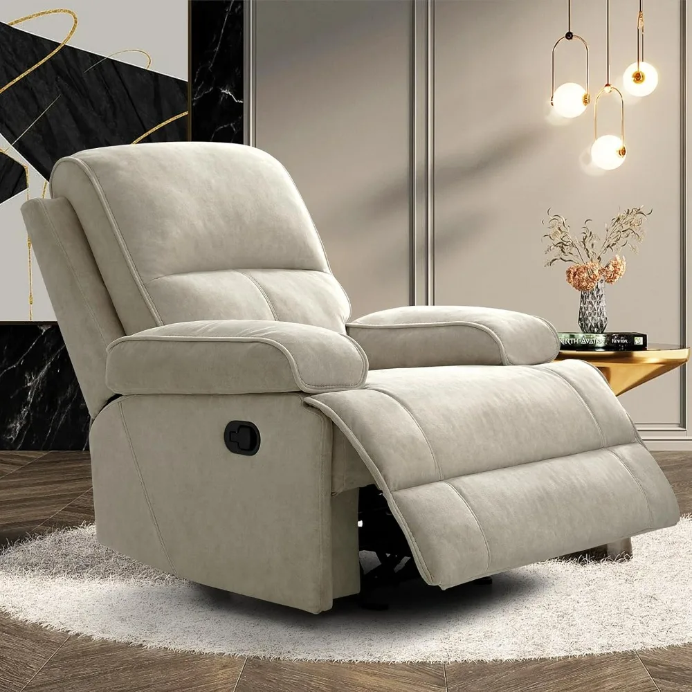 Rocking Chair Recliner Chair, Ergonomic Upholstered Fabric Rocking Armchair for Nursery, Modern Single Sofa Chair with