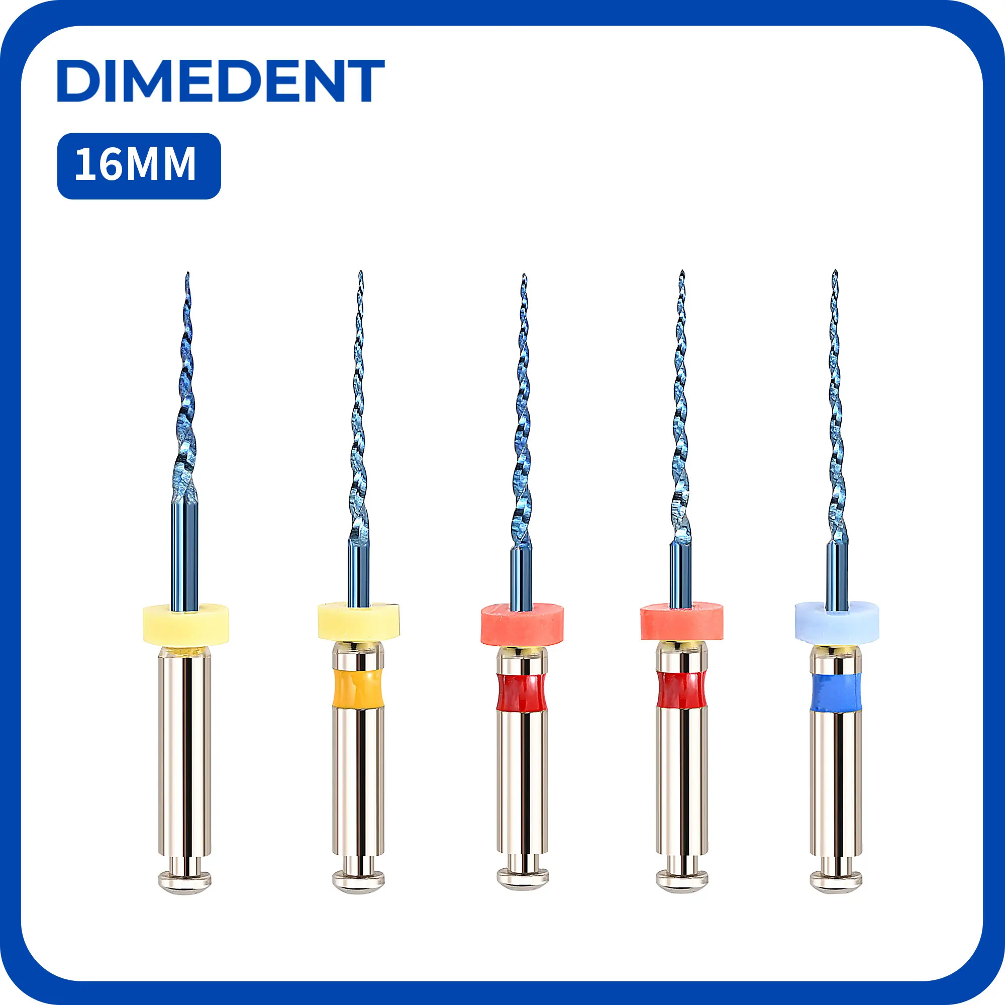 Эндодонтические файлы DIMEDENT для детей, конусность 04/06, 16 мм, ротационные, термоактивированные, из NiTi-материала, для корневых каналов