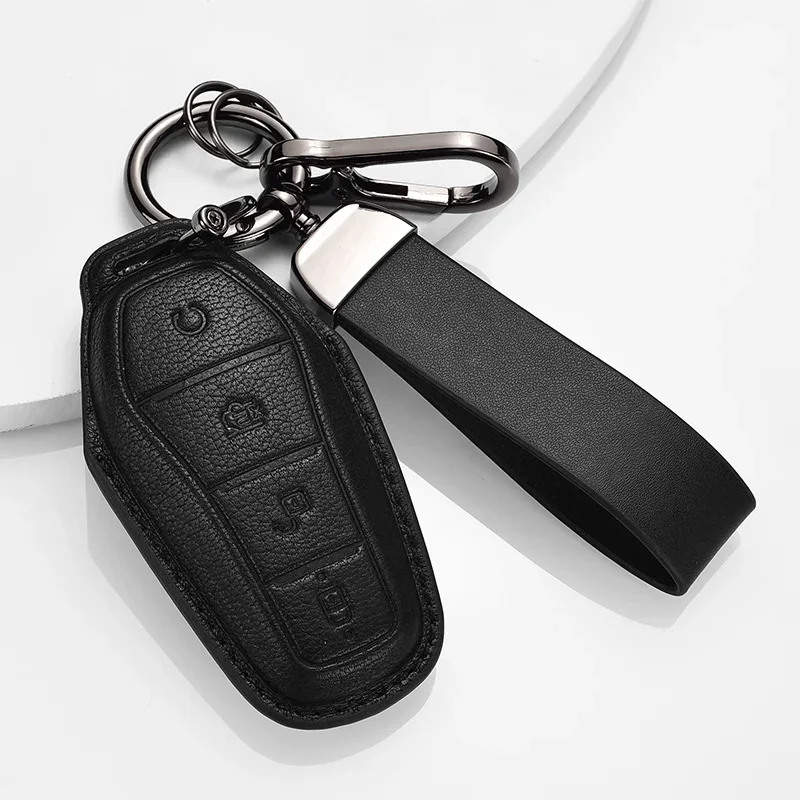 

Leather Simple Style Handmade Car Remote Key Case Cover For BYD Song Plus Pro Max 2022 - 2024 Multiple Colors To Choose From