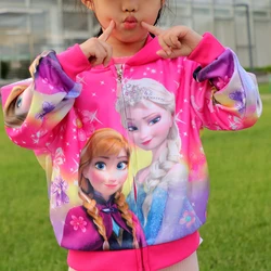 女の子のためのアンナとエルザのプリンセスフード付きコート,子供服,ジャケット,プリンセスの衣装,新しい春と秋の服,3〜9歳