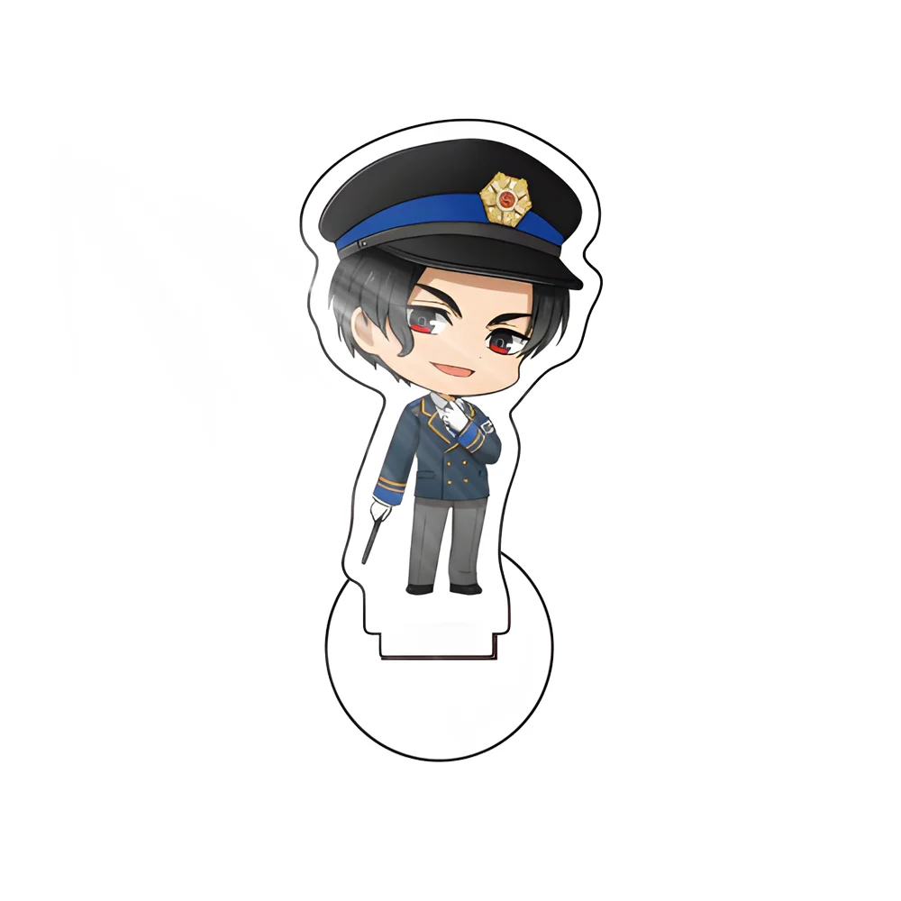 Anime Obey Me!10cm Acrylic Stand Keychain Mammon Lucifer Satan Leviathan Q Version Of The Small Police Series Desktop Decoration