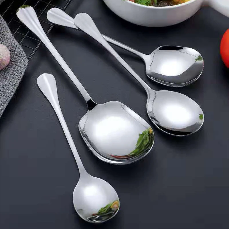 Stainless Steel Large Stainless Steel Rice Spoon Ergonomic Metal Serving Spoon Kitchen Flatware Salad Serving Utensils For Pasta