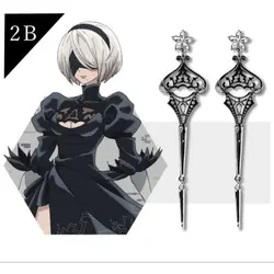 NieR:Automata Earrings Woman YoRHa No. 2 Type B Stud Earring for Women Party Gift Fashion Trend COS Metal Jewellery Accesorios
