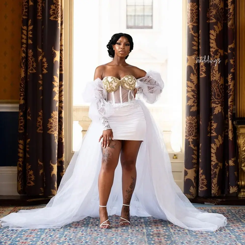 Cswdocy Sexy Beaded Bride Robe Customized Sweetheart Short Wedding Gowns Women Bathrobe Maternity Dress For Babyshower 2027