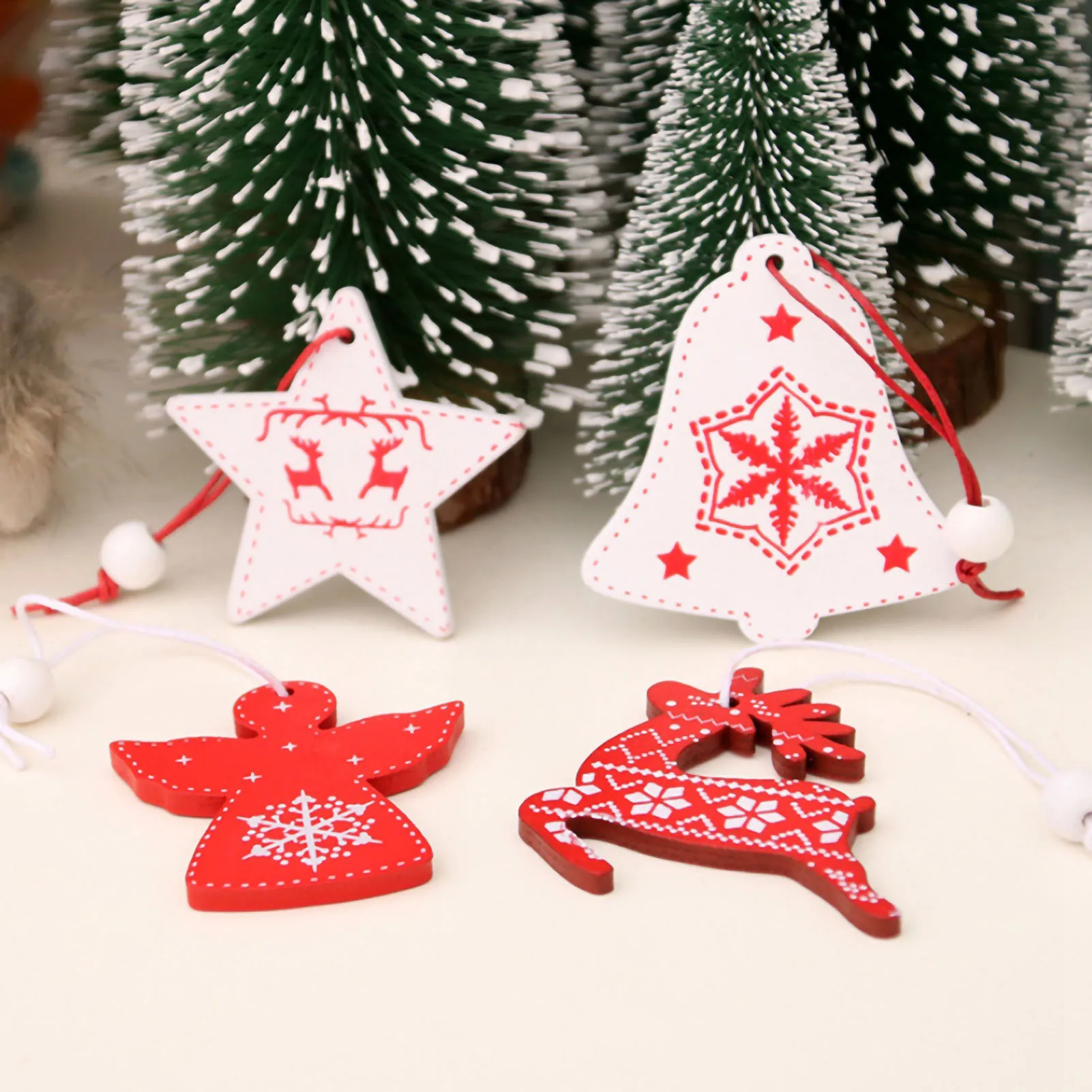 Colgante de árbol de Navidad para decoración del hogar, alce, muñeco de nieve, Despertador con forma de reloj, adorno para fiesta, 12 piezas