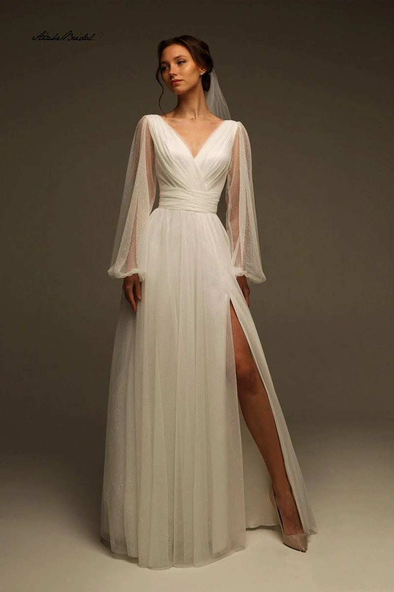 Classic wedding dress long sleeve / Simple Wedding Dress / Bridal gown