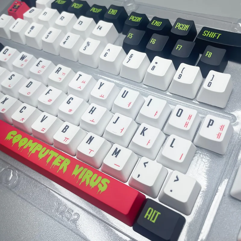 Imagem -02 - Computador Vírus Tema Handle Keycaps Teclado Mecânico Personalizado Dye-sublimation Pbt Coreano Oem Xda Aula F87 Gx87 60