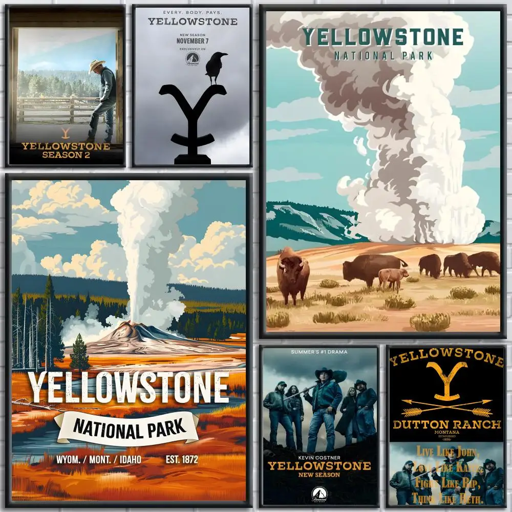 TV S-Series-Y-Yellowstone Painting Calligraphy Wall Art Canvas Poster Premium Home Decor Print for Living Room Bedroom