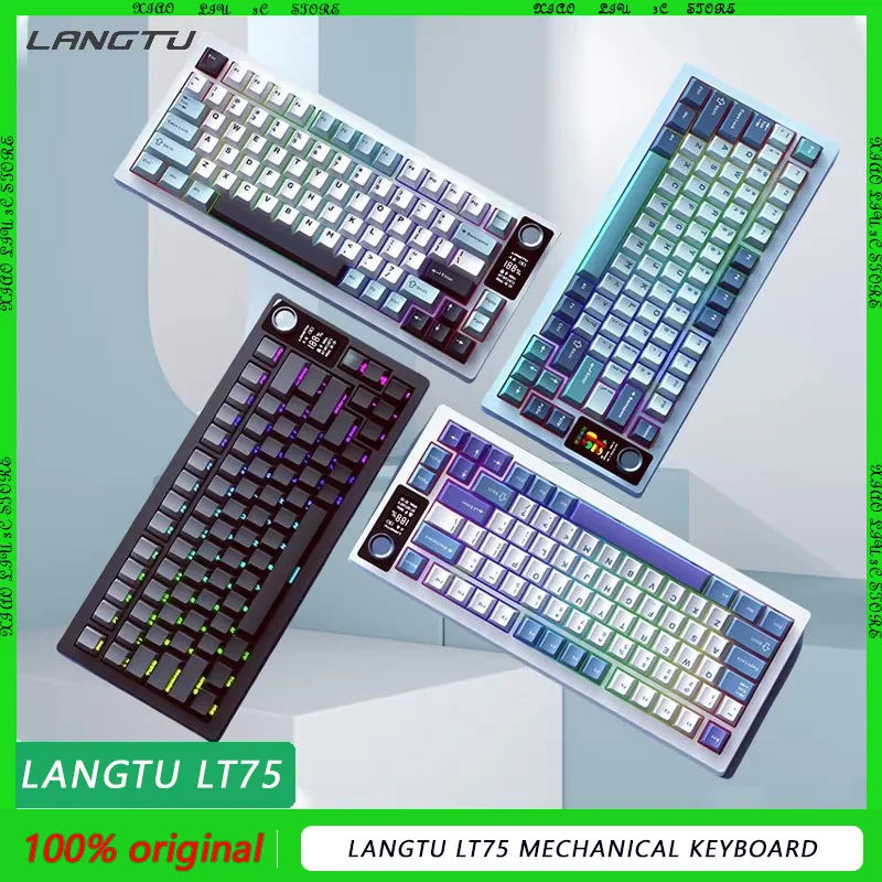 

Langtu Lt75 Mechanical Keyboard 3-Mode 80 Keys Wired/Wireless/Bluetooth PBT RGB Gasket Customized Office PC Gaming Keyboard