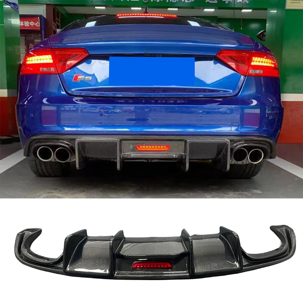 A5 S5 with LED Light Carbon Fiber Rear Diffuser Lip Suitable fori A5 B8.5 S5 2012-2015 Sport stylecustom