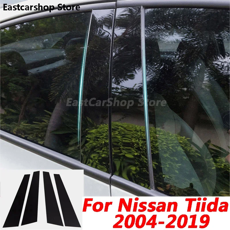 

For Nissan Tiida C11 2004-2019 Car Middle Column PC Window Trim B C Pillar Strip Glossy PC Sticker Protective Accessories Cover