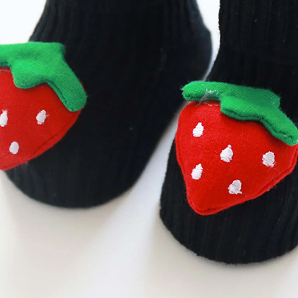 

Baby Floor Socks Black Strawberry Autumn Winter Anti-Slip Cotton Socks Comfortable Toddlers Footwear Size M 1-3 Years