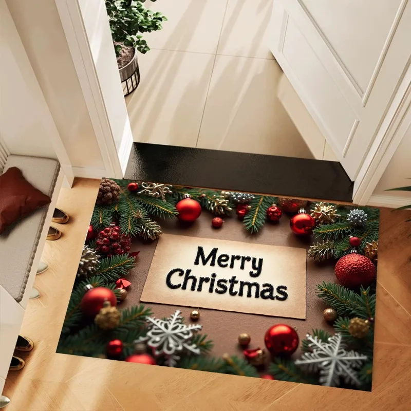 RAKKS عيد الميلاد كارول سلسلة احتفالية كريستال المخملية المطبوعة السجاد مدخل القدم حصيرة الحمام الكلمة حصيرة غرفة نوم باب السجاد.
