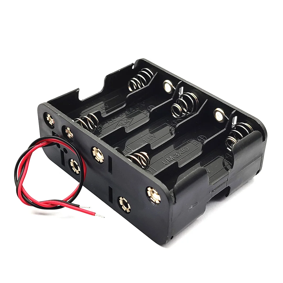 10 AA Battery Holder AA Battery Box 10AA Battery Case 15V Clip Holder Box Battery Storage Case With Wire Leads Black 10*AA 15V