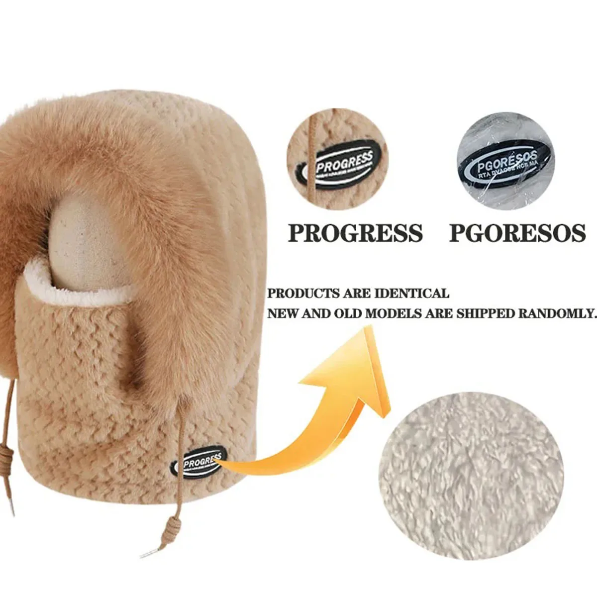 Gorro cálido y grueso para exteriores para mujer, gorro de felpa de una pieza, máscara, protección para los oídos, cordón ajustable, accesorio de viaje para ir al trabajo, invierno