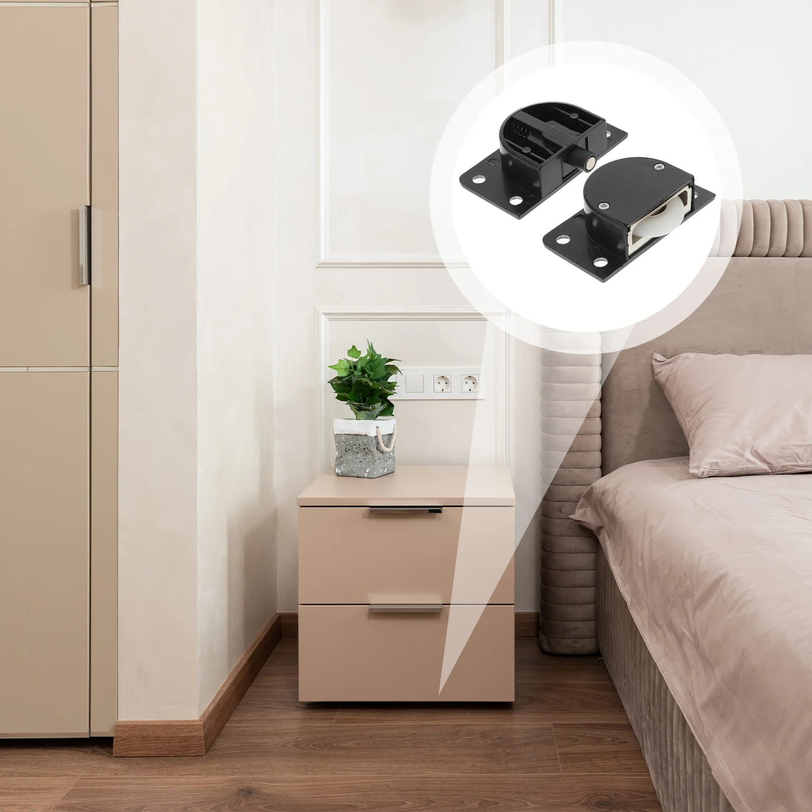 

2Sets Sliding Cabinet Door Track Wardrobe Wheel ABS Durable Wardrobe Runner Replacement Silent Ball Bearing Smooth Opening