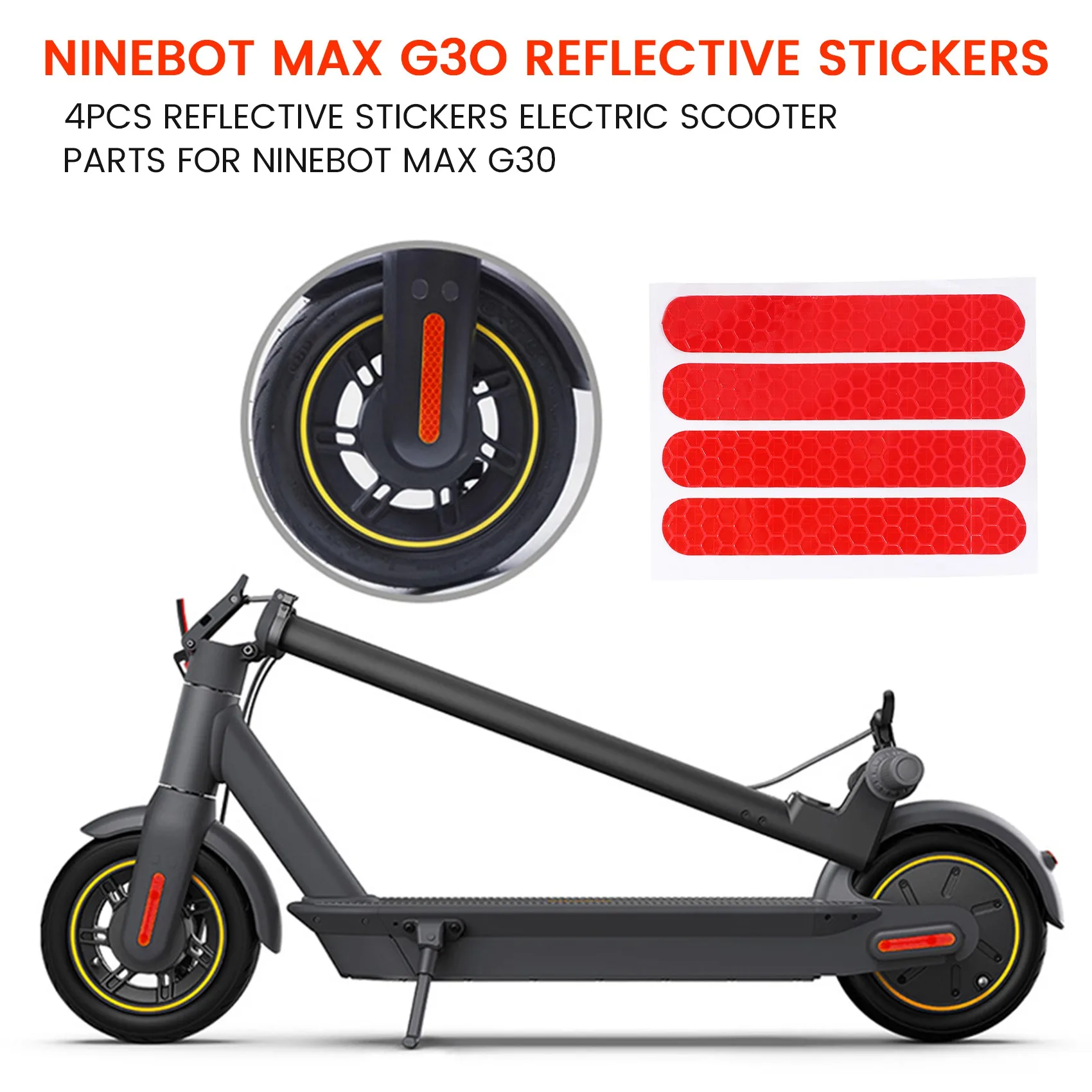 Hot Selling-Front Rear Wheel Cover Protective Shell Reflective Sticker For Ninebot Max G30 Scooter Accessories 4PCS,Front Rear W