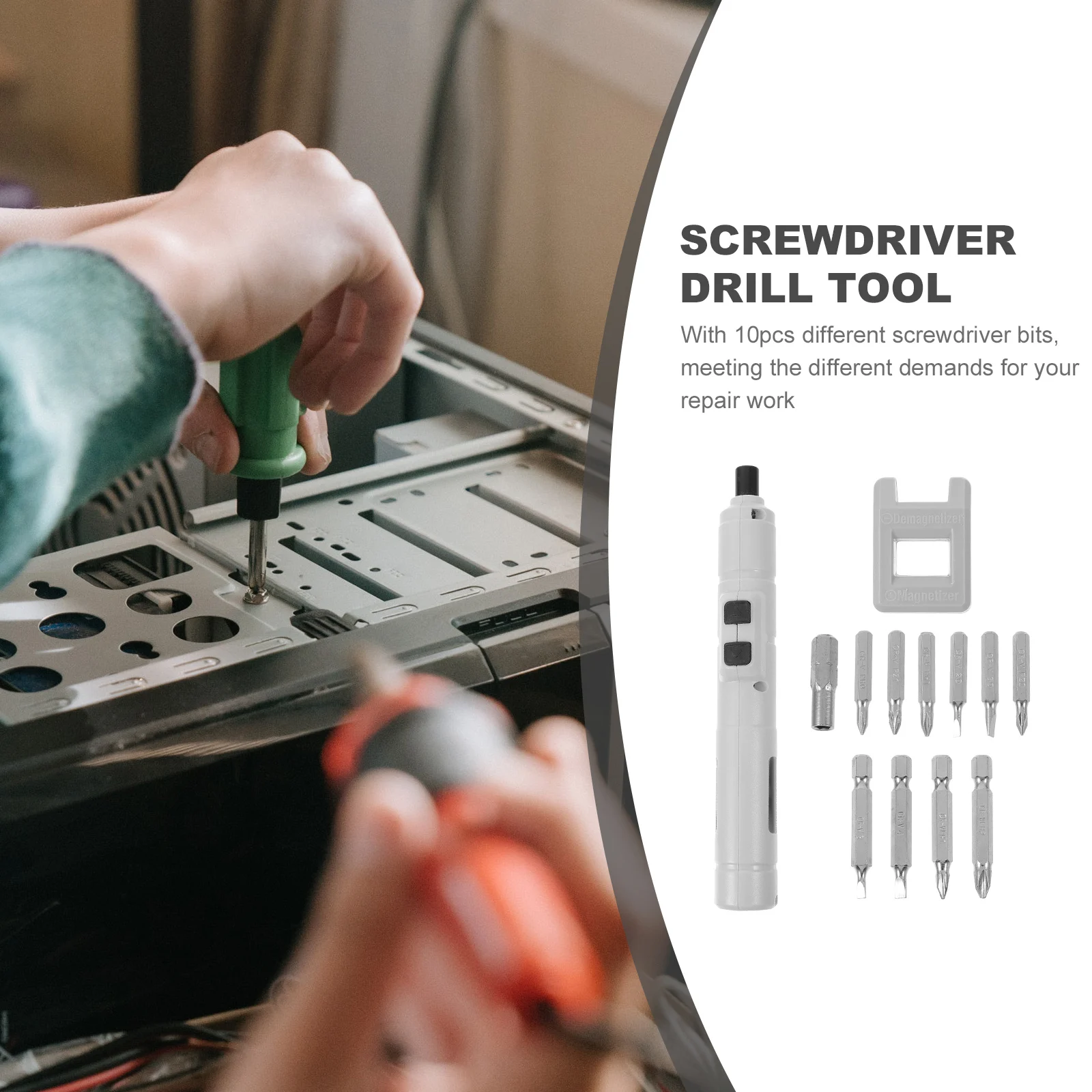

1 set Electric Screwdriver Set Multi-function Drill Tool Mini Lightweight for Repair 36V Charging via Micro USB Portable